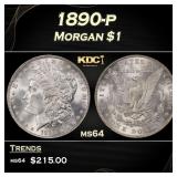 1890-p Morgan Dollar $1 Grades ms64