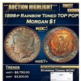 1898-p Morgan Dollar Rainbow Toned TOP POP! $1 ms6