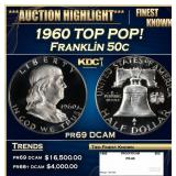 1960 Proof Franklin Half Dollar TOP POP! 50c pr69