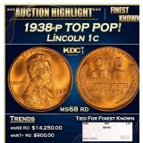1938-p Lincoln Cent TOP POP! 1c ms68 rd SEGS