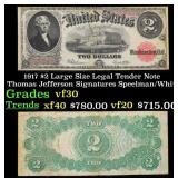 1917 $2 Large Size Legal Tender Note Thomas Jeffer