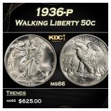 1936-p Walking Liberty Half Dollar 50c Grades ms66