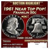 1961 Proof Franklin Half Dollar Near Top Pop! 50c