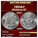1904-p Morgan Dollar $1 Grades ms64+