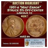 PCGS 1951-s *Mint Error* Struck 5% Off-Center Linc