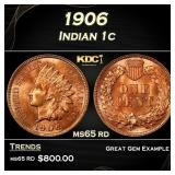 1906 Indian Cent . 1c Grades ms65 rd