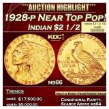 1928-p Gold Indian Quarter Eagle Near Top Pop! $2