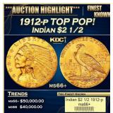 1912-p Gold Indian Quarter Eagle TOP POP! $2 1/2 m