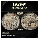 1929-p Buffalo Nickel 5c Grades ms66