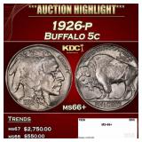 1926-p Buffalo Nickel 5c ms66+ SEGS