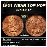 1901 Indian Cent Near Top Pop! 1c Grades ms66 rb