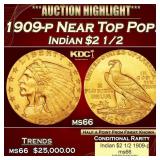 1909-p Gold Indian Quarter Eagle Near Top Pop! $2