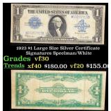 1923 $1 large size Silver Certificate Grades vf++