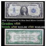 1934 $1 Blue Seal Silver Certificate "Funnyback" G