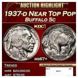 1937-d Buffalo Nickel Near Top Pop 5c ms67+ SEGS