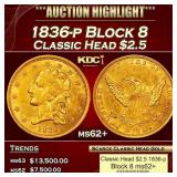 1836-p Block 8 Classic Head Gold Quarter Eagle ms6