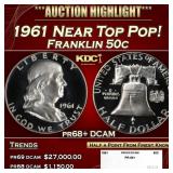 1961 Proof Franklin Half Dollar Near Top Pop! 50c