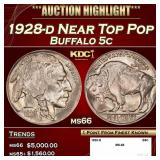 1928-d Buffalo Nickel Near Top Pop 5c ms66 SEGS
