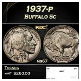 1937-p Buffalo Nickel 5c ms67 SEGS