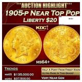 1905-p Gold Liberty Double Eagle Near Top Pop $20