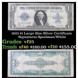 1923 $1 large size Silver Certificate Grades vf+ S