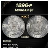 1896-p Morgan Dollar $1 Grades ms65+