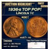 1936-s Lincoln Cent TOP POP! 1c ms67+ rd SEGS