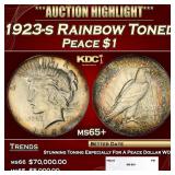 1923-s Peace Dollar Rainbow Toned $1 ms65+ SEGS