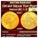 1914-p Gold Indian Quarter Eagle Near Top Pop! $2