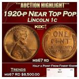 1920-p Lincoln Cent Near Top Pop! 1c ms67 rd SEGS