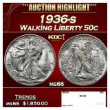 1936-s Walking Liberty Half Dollar 50c ms66 SEGS