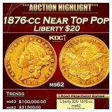 1876-cc Gold Liberty Double Eagle Near Top Pop! $2