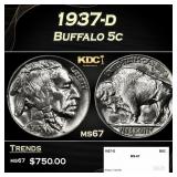 1937-d Buffalo Nickel 5c ms67 SEGS