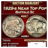 1929-s Buffalo Nickel Near Top Pop 5c ms66+ SEGS
