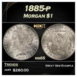 1885-p Morgan Dollar $1 Grades ms65