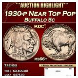 1930-p Buffalo Nickel Near Top Pop 5c ms66+ SEGS