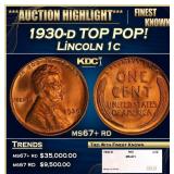 1930-d Lincoln Cent TOP POP! 1c ms67+ rd SEGS