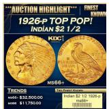 1926-p Gold Indian Quarter Eagle TOP POP! $2 1/2 m
