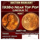 1938-d Lincoln Cent Near Top Pop 1c ms67+ rd SEGS