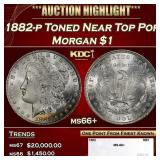 1882-p Morgan Dollar Toned Near Top Pop $1 ms66+ S