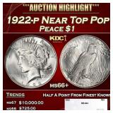 1922-p Peace Dollar Near Top Pop $1 ms66+ SEGS