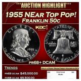 1955 Proof Franklin Half Dollar NEar Top Pop! 50c