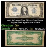 1923 $1 large size Silver Certificate Grades f+ Si