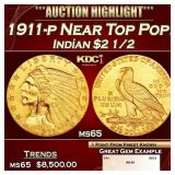 1911-p Gold Indian Quarter Eagle Near Top Pop! $2