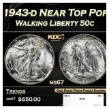 1943-d Walking Liberty Half Dollar Near Top Pop 50
