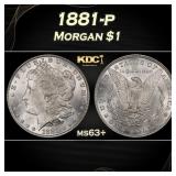 1881-p Morgan Dollar $1 Grades ms63+