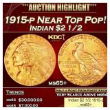1915-p Gold Indian Quarter Eagle Near Top Pop! $2