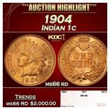 1904 Indian Cent . 1c ms66 rd SEGS