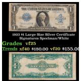 1923 $1 large size Silver Certificate Grades vf+ S