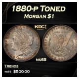 1880-p Morgan Dollar Toned $1 Grades ms65